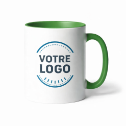Tasses personnalisées avec impression | Blancs avec intérieur et poignée colorés