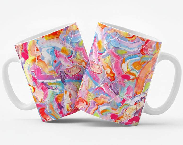 Tasses promotionnelles blanches avec impression complète